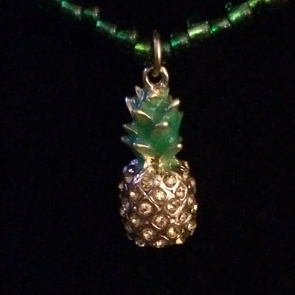 Gold Rhinestone Pineapple Necklace - Picture 2 of 3